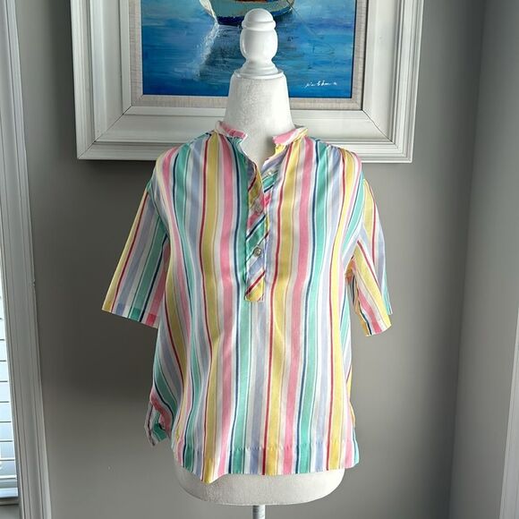 Vintage 70s Miss Fashionality Rainbow Shortsleeve Summer Top Made in the USA - Picture 2 of 9